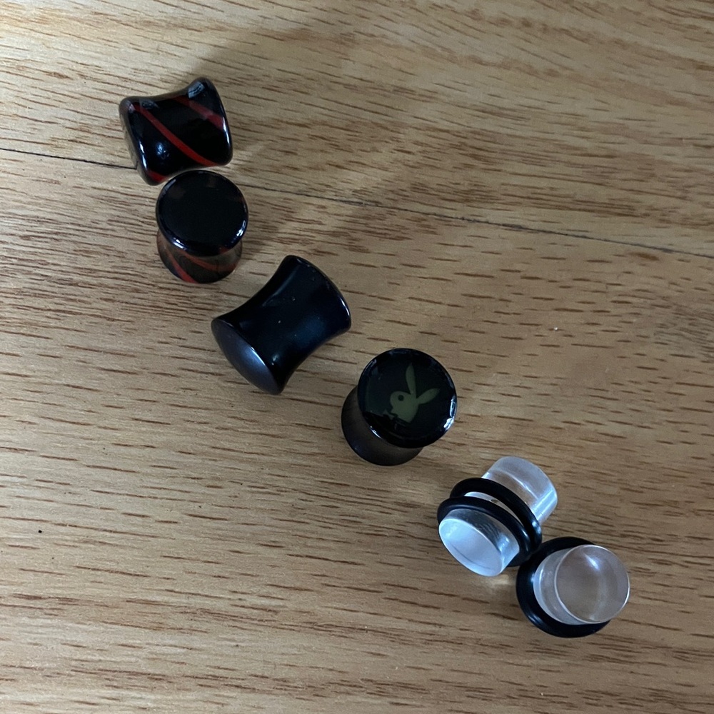 Hot Topic Black and Red Plugs Set